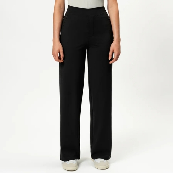 Ninepine High Waist Wide Leg Stretchy Black Pants Size Medium - Picture 1 of 8